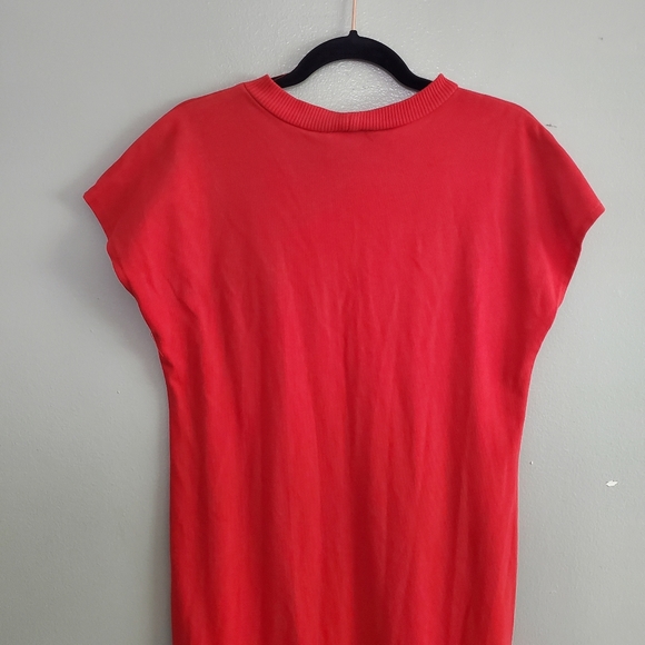 Vintage 1970s Red Carriage Court Sport Drop Waist MIdi Sweatshirt Dress Size 12 - Picture 8 of 9